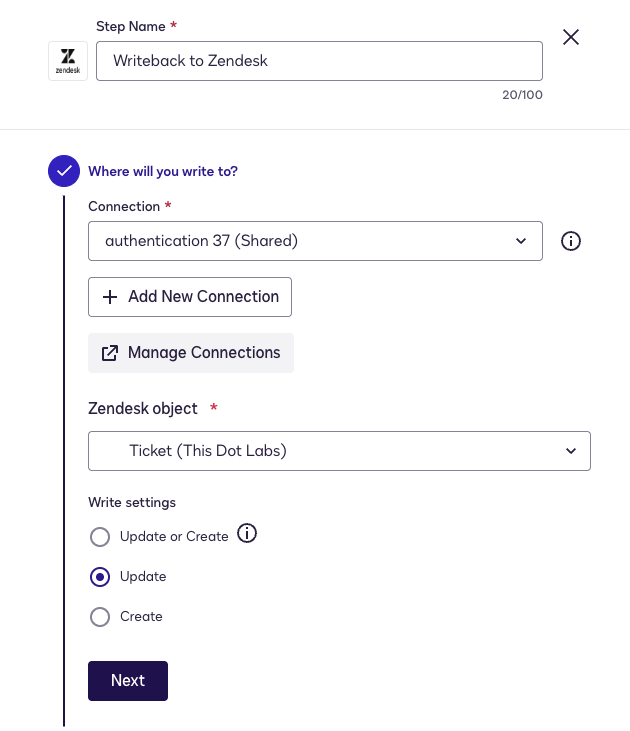 Only select update option